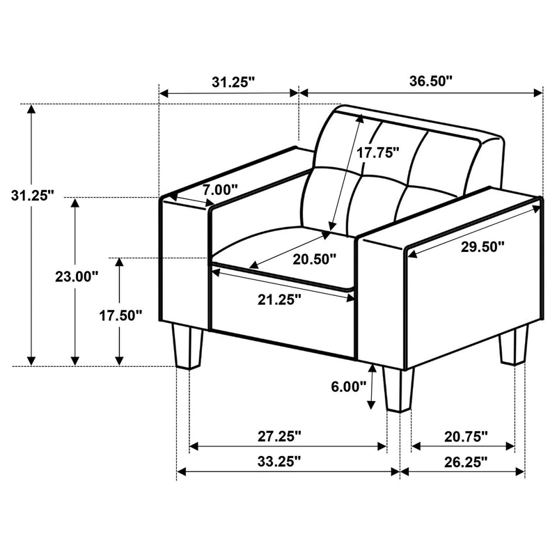 Deerhurst 3-piece Upholstered Track Arm Sofa Set