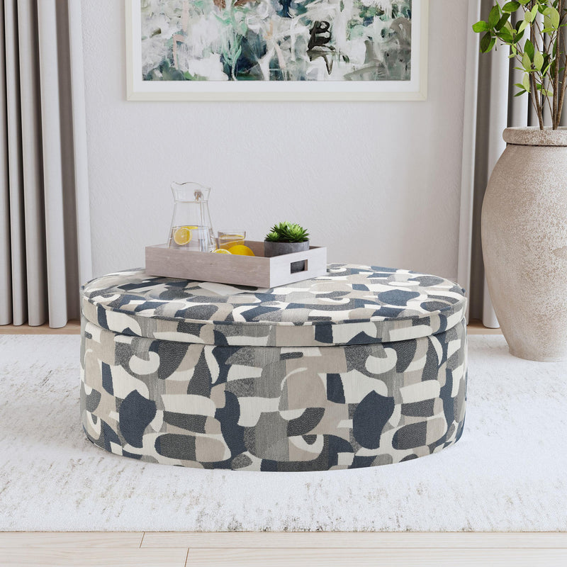 Tomkins Oval Upholstered Storage Ottoman Indigo