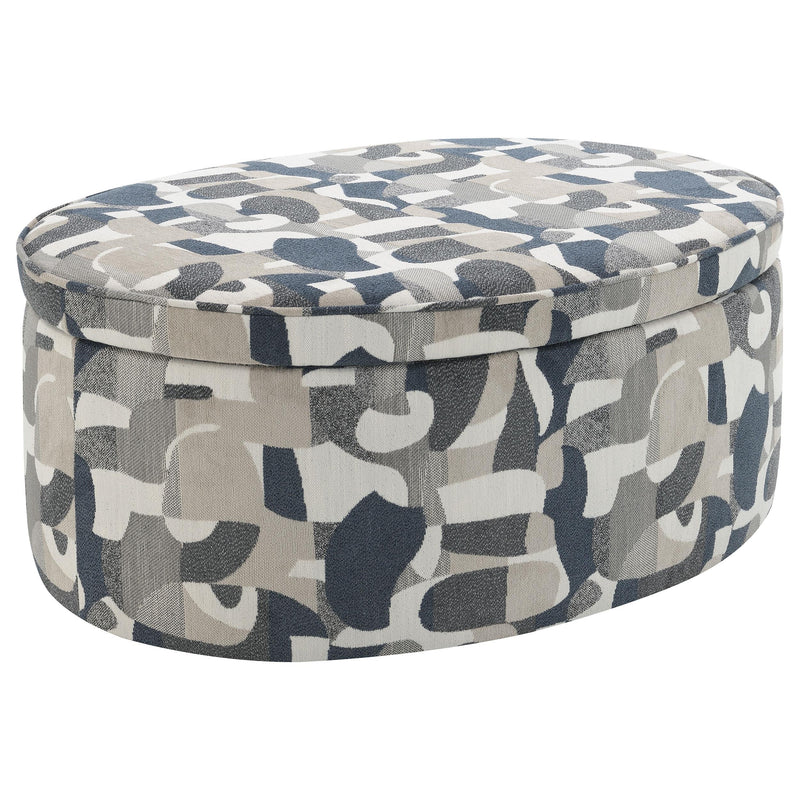 Tomkins Oval Upholstered Storage Ottoman Indigo
