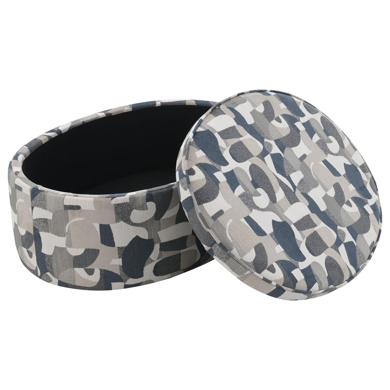 Tomkins Oval Upholstered Storage Ottoman Indigo