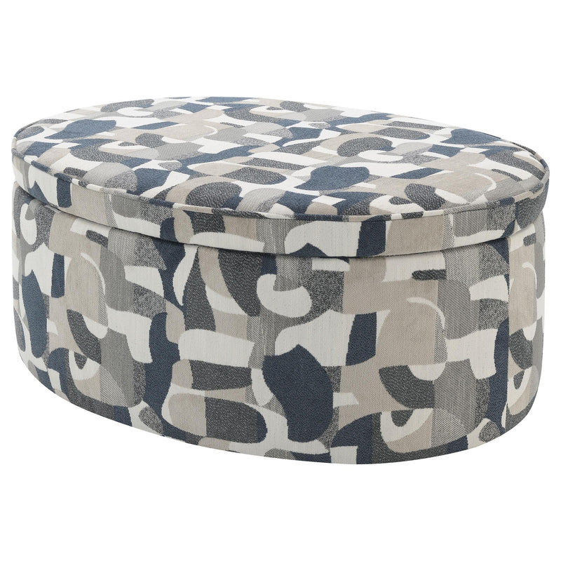 Tomkins Oval Upholstered Storage Ottoman Indigo