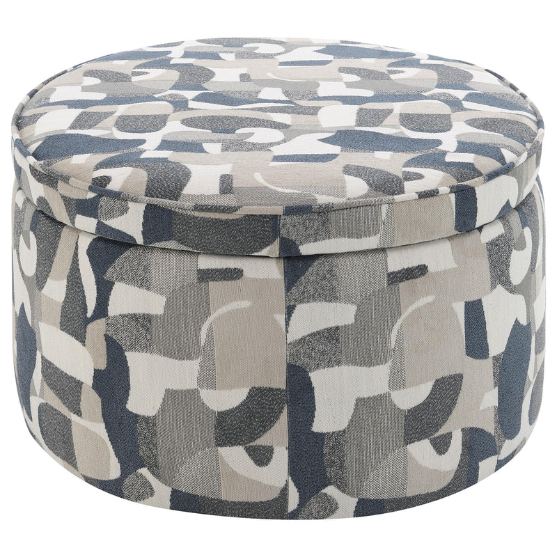 Tomkins Oval Upholstered Storage Ottoman Indigo
