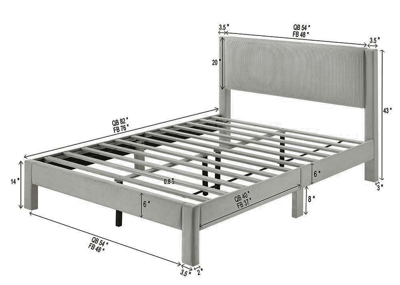 Lucia Bed - Light Grey