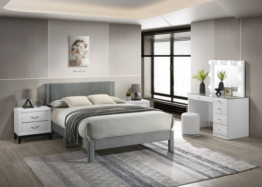 Crownmark Lucia Platform Bed - Light Grey