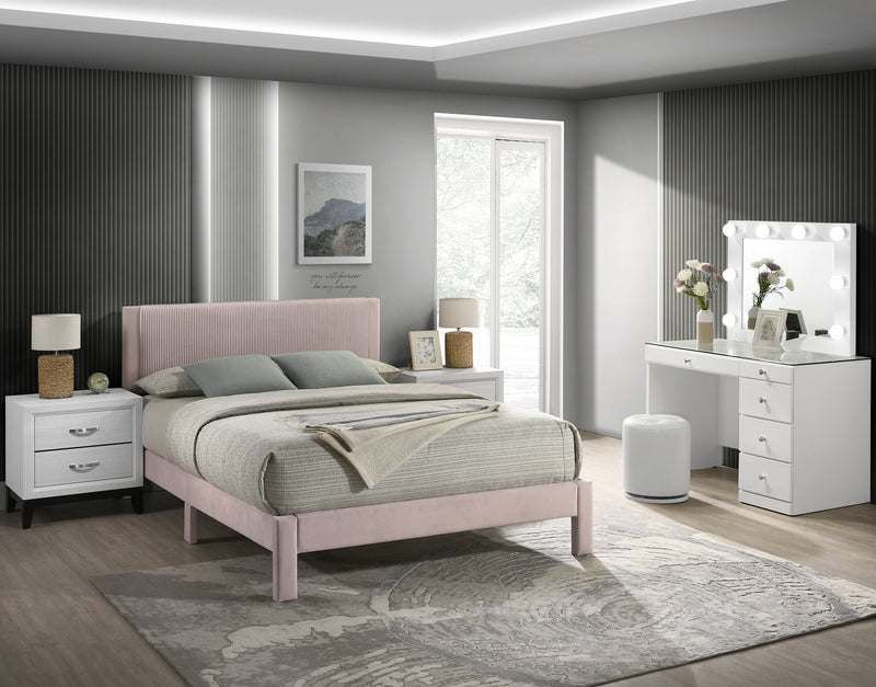 Crownmark Lucia Platform Bed - Pink