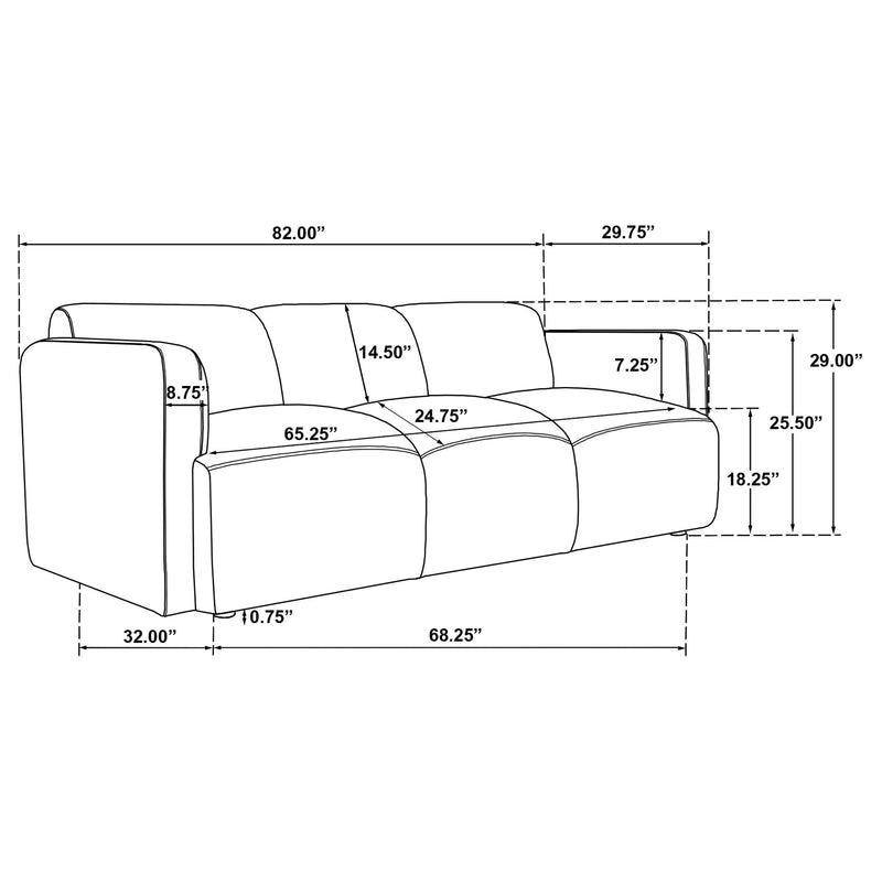 Dorset 3-piece Upholstered Round Track Arm Sofa Set