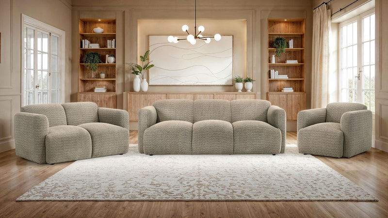 Dorset 3-piece Upholstered Round Track Arm Sofa Set