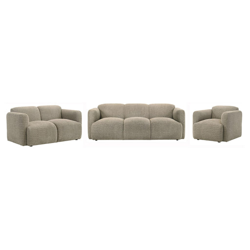 Dorset 3-piece Upholstered Round Track Arm Sofa Set Brown - alternate view