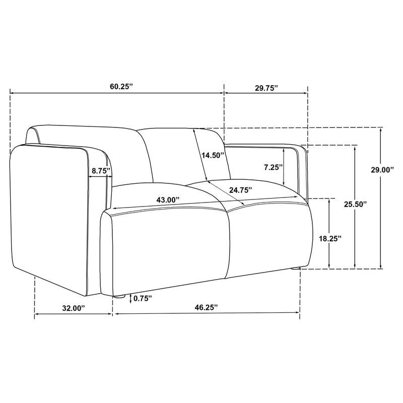 Dorset 3-piece Upholstered Round Track Arm Sofa Set