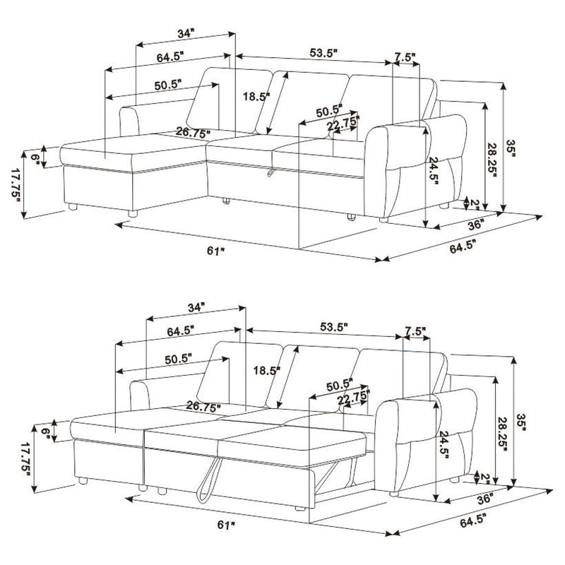 Samantha Upholstered Storage Sleeper Sectional Sofa