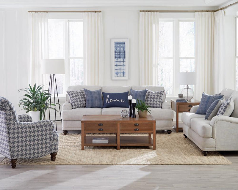 Glenn 3-piece Upholstered Sofa Set Light Grey and