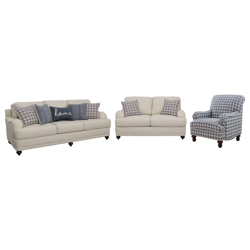 Glenn 3-piece Upholstered Sofa Set Light Grey and