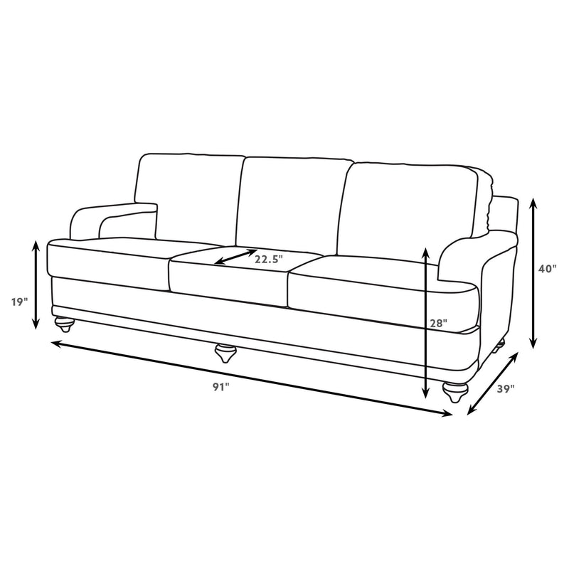 Glenn 3-piece Upholstered Sofa Set Light Grey and