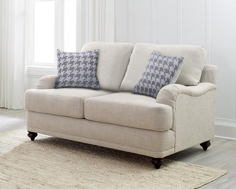 Glenn Upholstered English Arm Loveseat Light Grey and