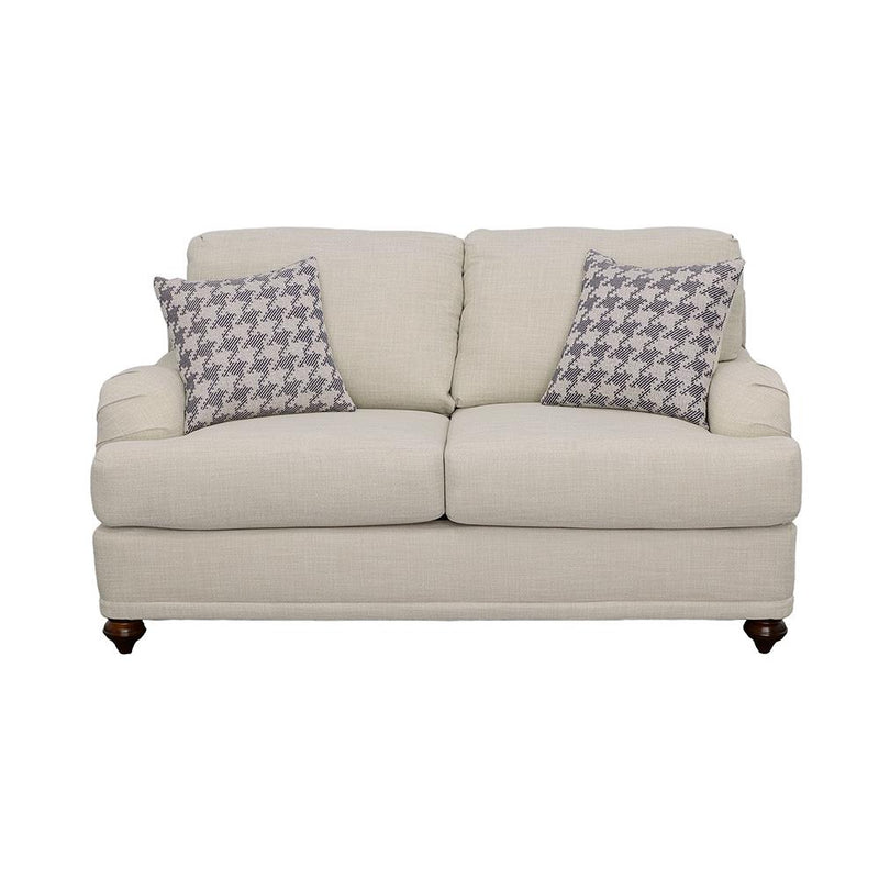 Glenn Upholstered English Arm Loveseat Light Grey and