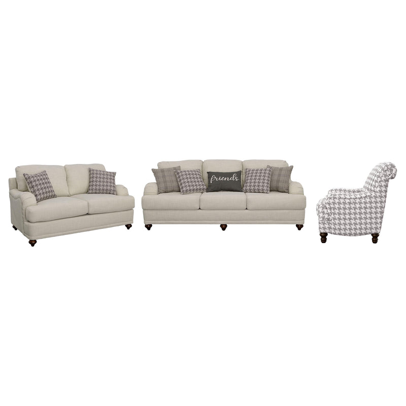 Glenn 3-piece Upholstered Sofa Set Light Grey and