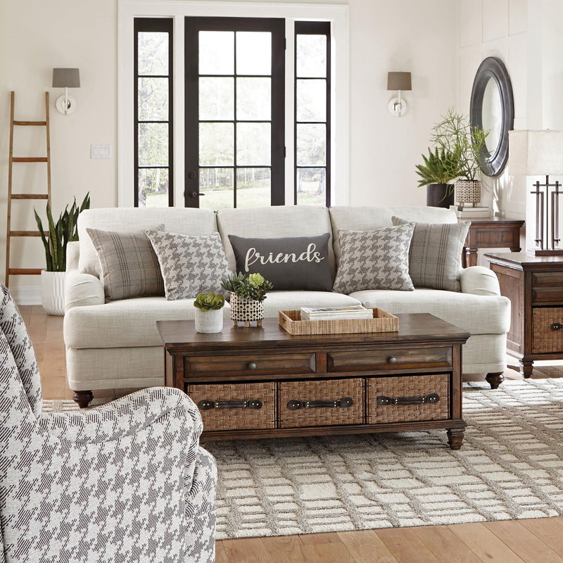 Glenn Upholstered English Arm Sofa Light Grey and