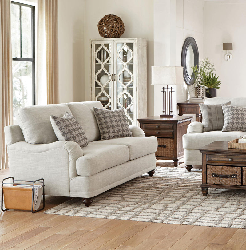 Glenn Upholstered English Arm Loveseat Light Grey and