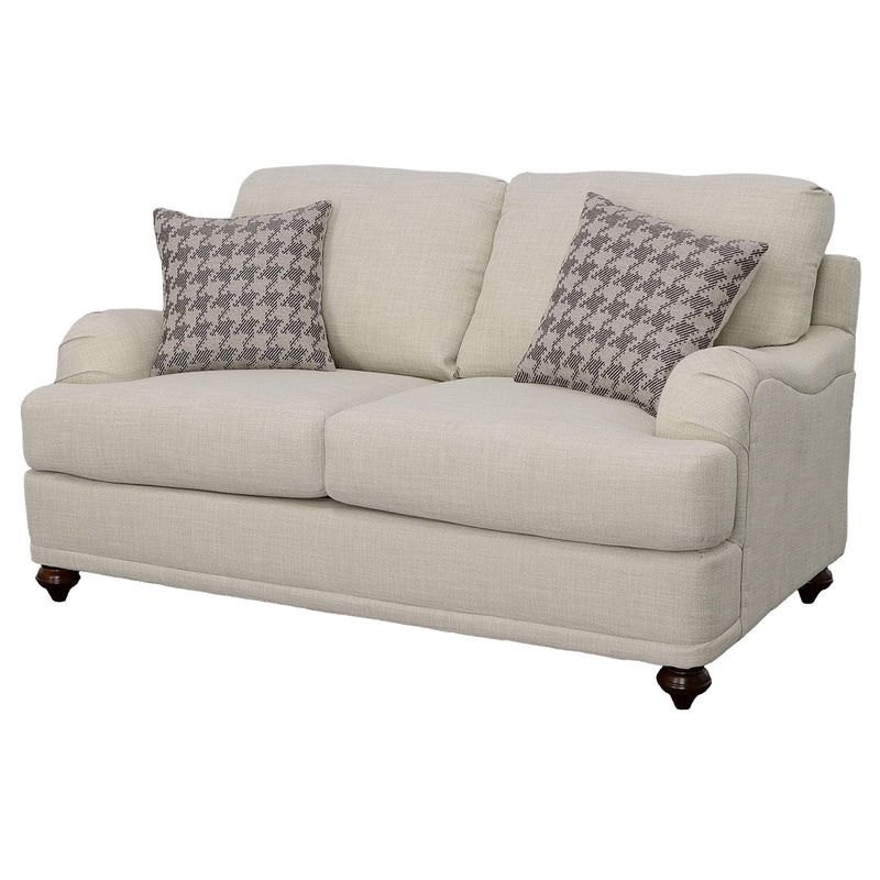 Glenn Upholstered English Arm Loveseat Light Grey and