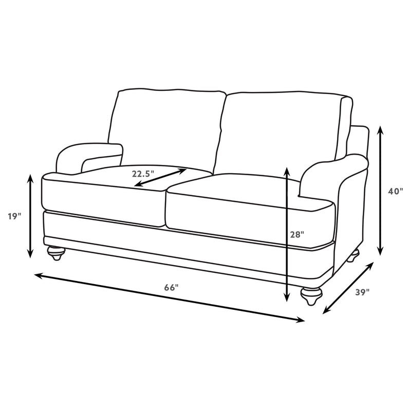 Glenn Upholstered English Arm Loveseat Light Grey and
