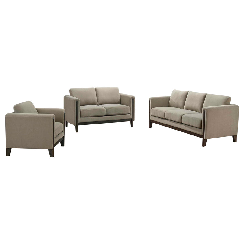 Islington 3-piece Upholstered Panel Arm Sofa Set Taupe - alternate view