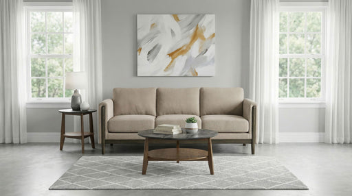 Islington Fabric Upholstered Panel Arm Sofa Taupe