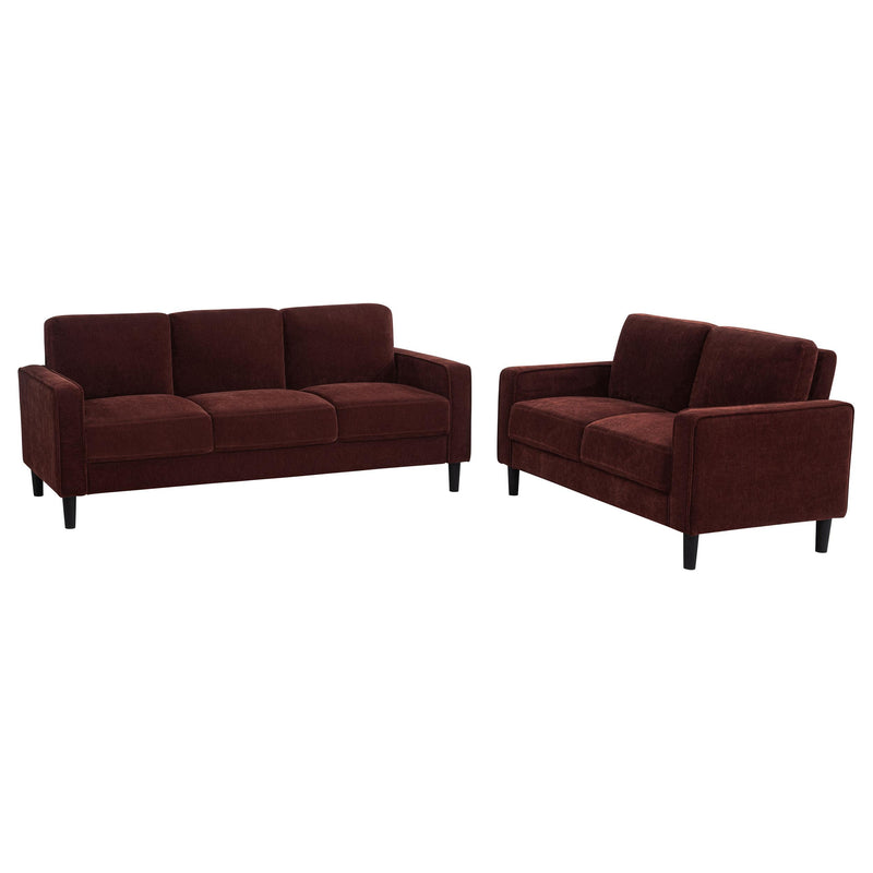 Ruth 2-piece Fabric Upholstered Track Arm Sofa Rust