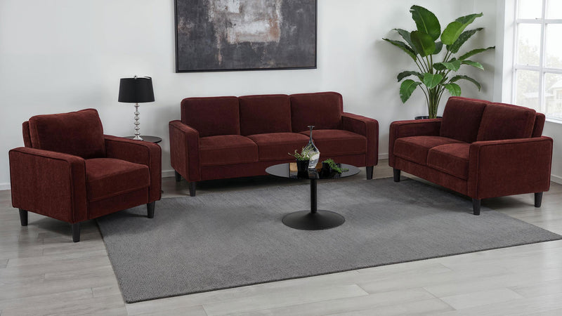 Ruth 3-piece Fabric Upholstered Track Arm Sofa Rust