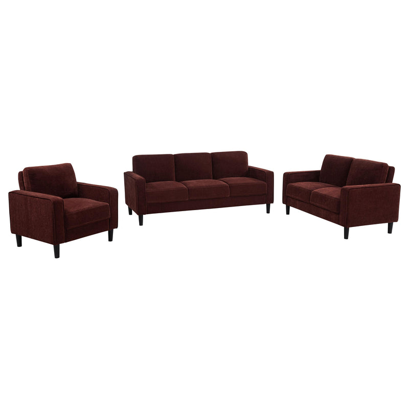 Ruth 3-piece Fabric Upholstered Track Arm Sofa Rust