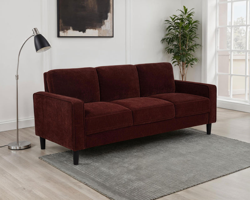Ruth 77-inch Fabric Upholstered Track Arm Sofa Rust