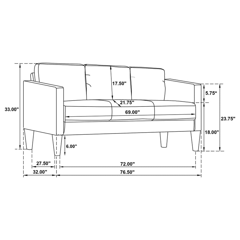 Ruth 77-inch Fabric Upholstered Track Arm Sofa Rust
