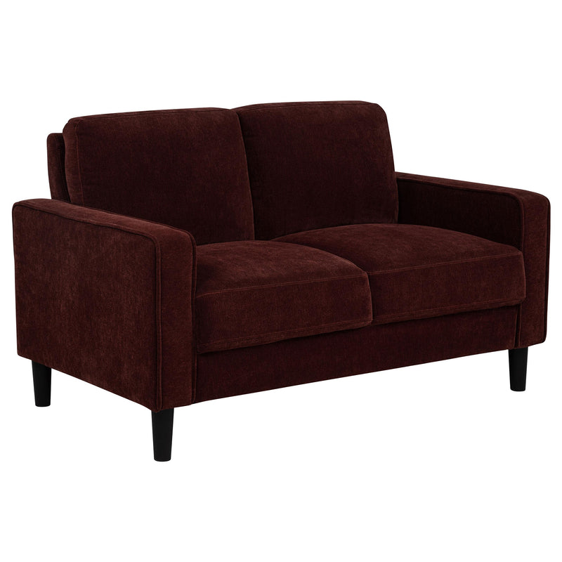 Ruth Fabric Upholstered Track Arm Loveseat Rust