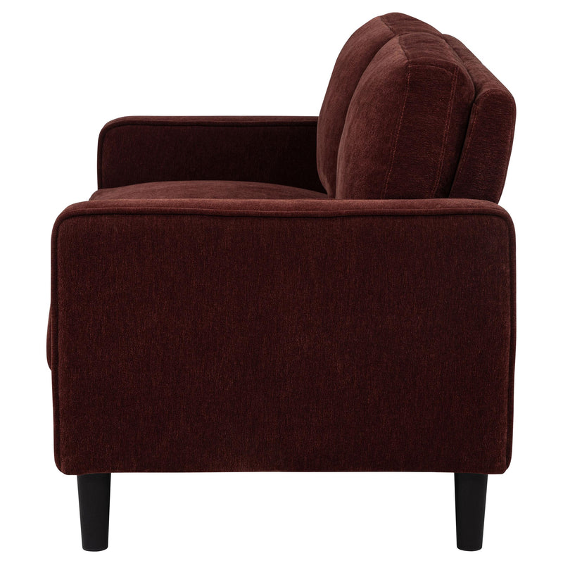 Ruth Fabric Upholstered Track Arm Loveseat Rust