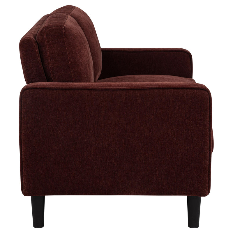 Ruth Fabric Upholstered Track Arm Loveseat Rust