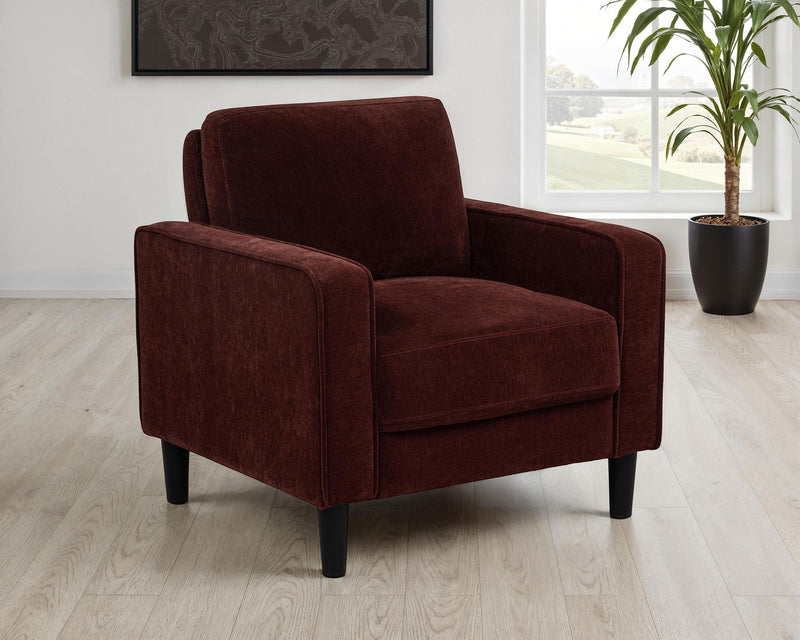 Ruth Fabric Upholstered Track Arm Accent Chair Rust