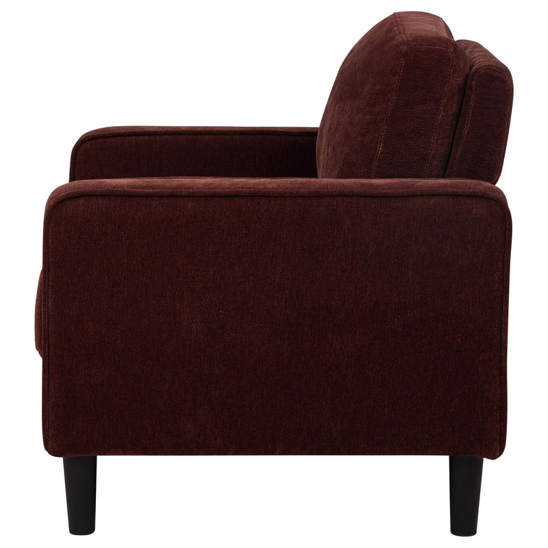 Ruth Fabric Upholstered Track Arm Accent Chair Rust