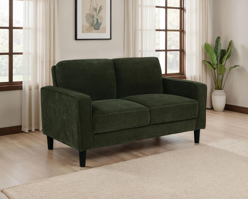 Ruth Fabric Upholstered Track Arm Loveseat Matcha