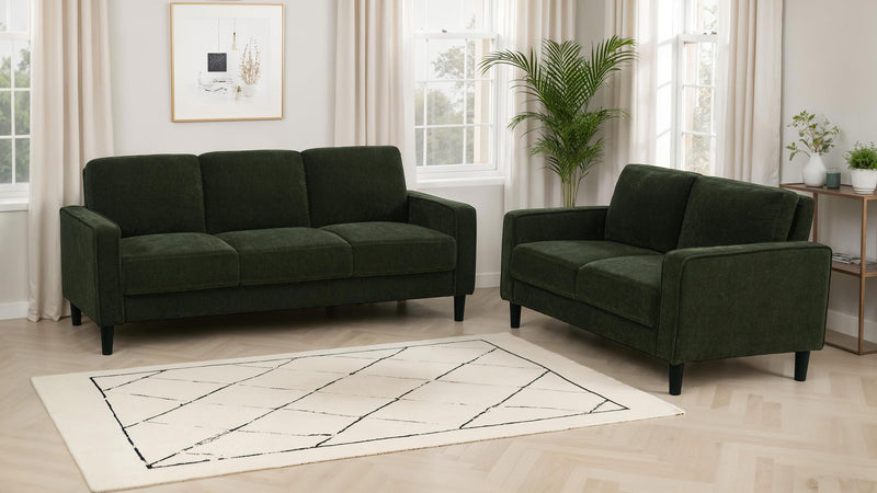 Ruth Fabric Upholstered Track Arm Loveseat Matcha