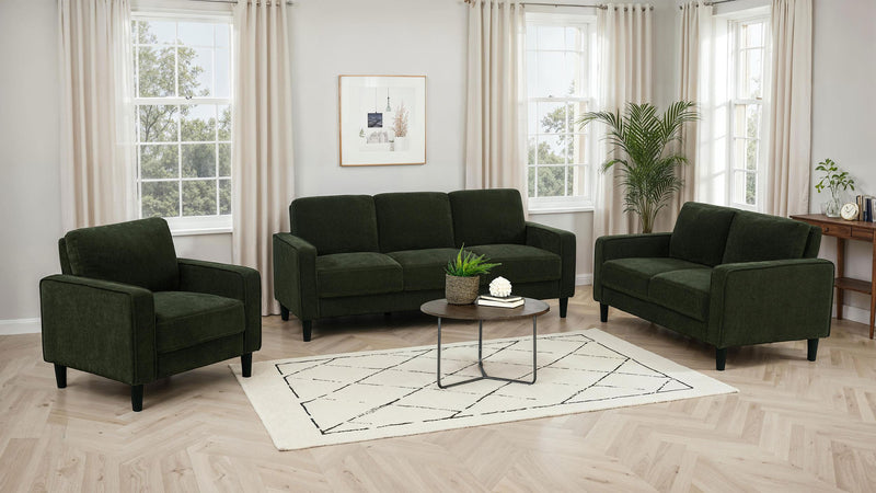 Ruth Fabric Upholstered Track Arm Loveseat Matcha