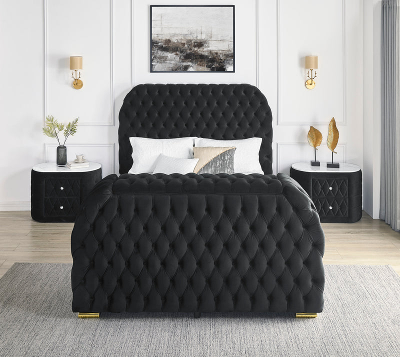 Natalia Bed w/ Fireplace & Tv Lift - Black