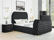 Crownmark Natalia Bed w/ Fireplace & Tv Lift - Black