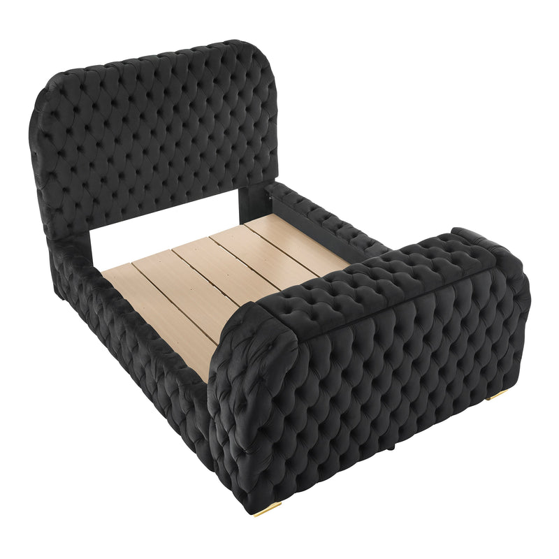 Crownmark Natalia Bed w/ Fireplace & Tv Lift - Black