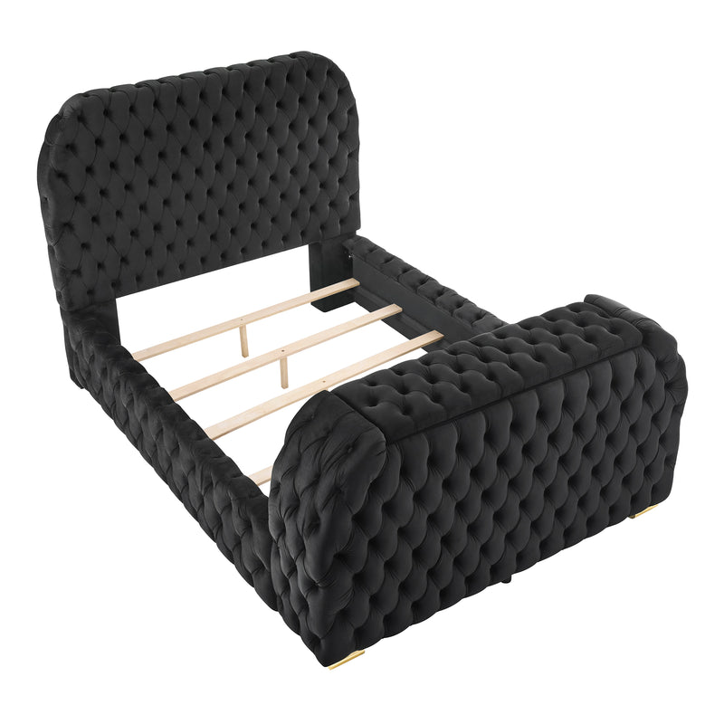Natalia Bed w/ Fireplace & Tv Lift - Black