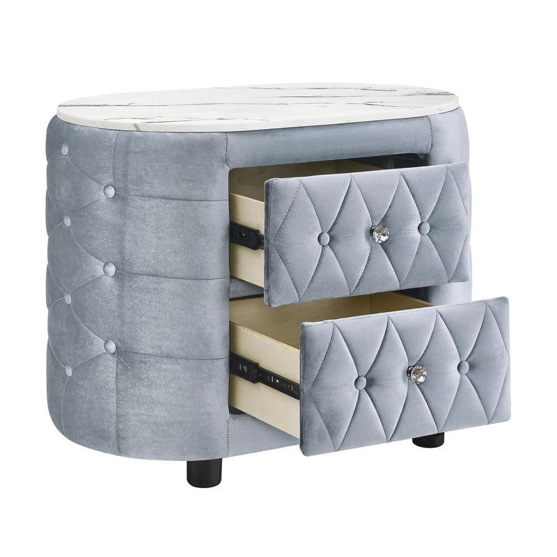 Crownmark Natalia Bed w/ Fireplace & Tv Lift - Grey