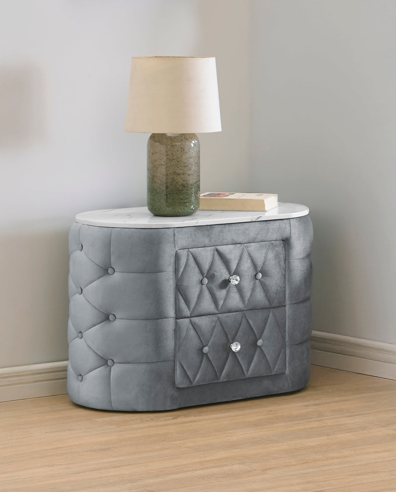 Crownmark Natalia Nightstand - Grey