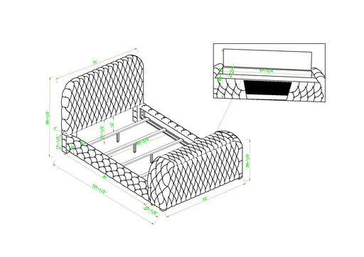 Crownmark Natalia Bed w/ Fireplace & Tv Lift - Grey