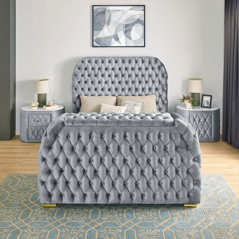 Natalia Bed w/ Fireplace & Tv Lift - Grey