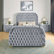 Crownmark Natalia Bed w/ Fireplace & Tv Lift - Grey