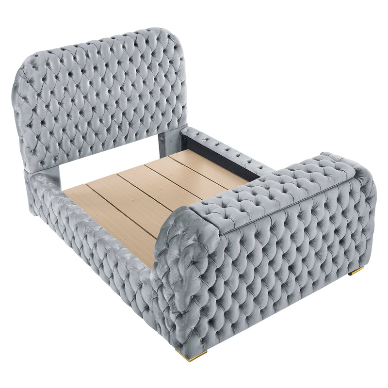 Crownmark Natalia Bed w/ Fireplace & Tv Lift - Grey