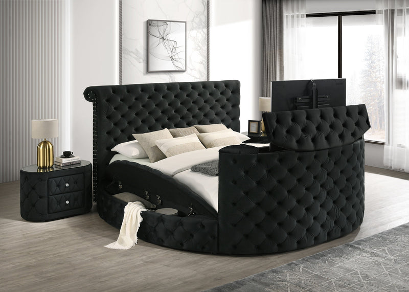 Crownmark Voltare Bed w/ Fireplace & Tv Lift - Black